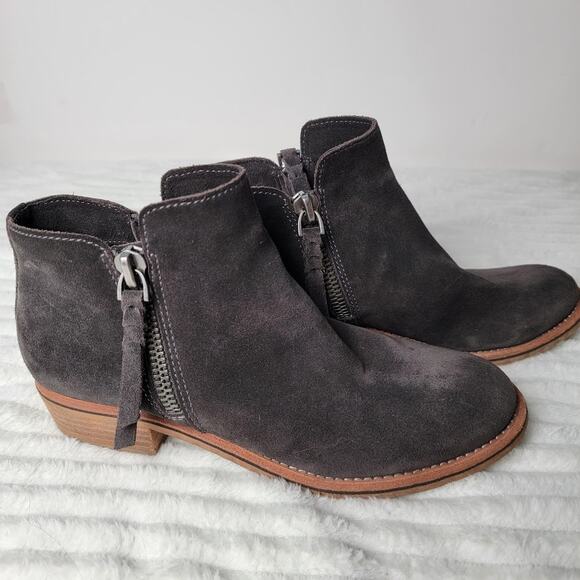 Dolce Vita Suede Ankle Boots Size 8.5 Zip Side Low Heel Booties Boho Western - Picture 1 of 11